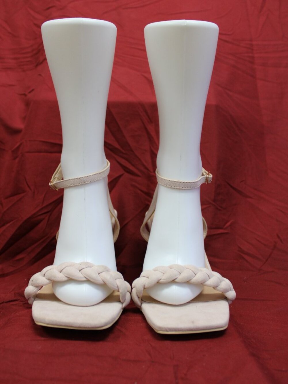 Torrid blush pink braided open-toe strappy suede heels size 11 1/2